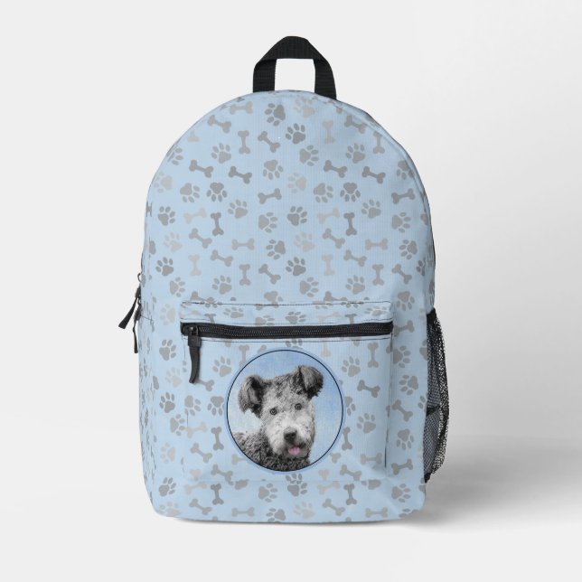 Pumi Painting - Cute Original Dog Art Printed Backpack (Front)