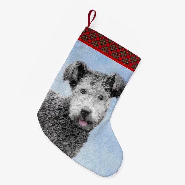 Pumi Painting - Cute Original Dog Art Small Christmas Stocking (Front (Hanging))