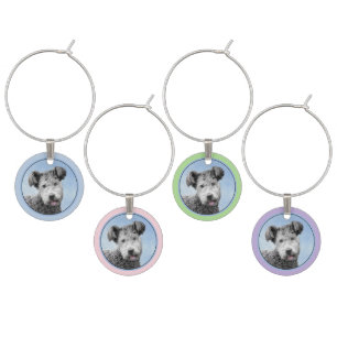 Pumi Painting - Cute Original Dog Art Wine Charm