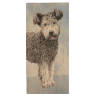 Pumi Painting - Cute Original Dog Art Wood Flash Drive