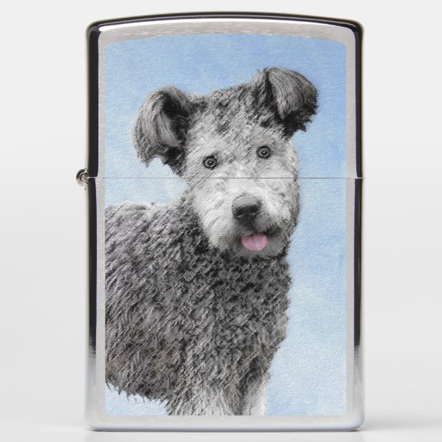 Pumi Painting - Cute Original Dog Art Zippo Lighter (Front)