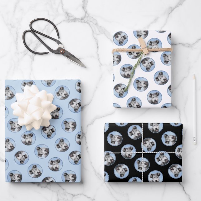 Pumi Painting Grey Pumik Cute Original Pet Dog Art Wrapping Paper Sheets (Front)