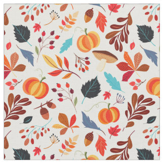 Pumkin and leaves pattern fabric
