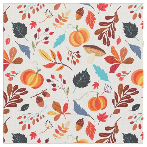 Pumkin and leaves pattern fabric