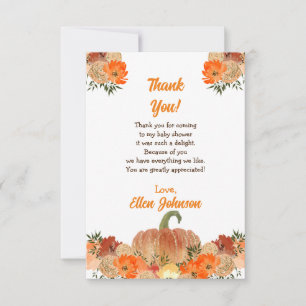 Pumkin Baby Shower Thank You Card