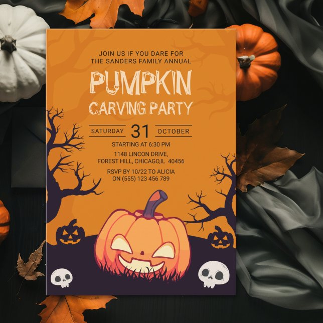 Pumkin Carving Party Halloween Invitation (Creator Uploaded)
