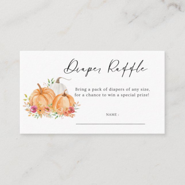 Pumkin Diaper raffle game  Business Card (Front)