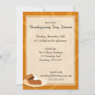 Pumkpin Pie Thanksgiving Day Dinner Invitations