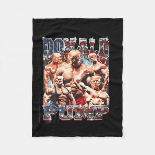 Pump 1 Vs 1 Biden American Flag Swole Trump 2024 Fleece Blanket