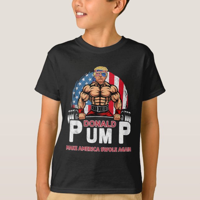 Pump America Swole Again Funny Trump 2024  T-Shirt (Front)