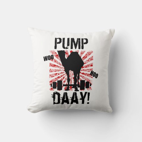 Pump Day Weight Lifting Camel Fitness Throw Pillow