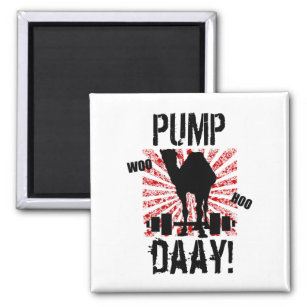 Pump Day Weightlifting Camel Magnet