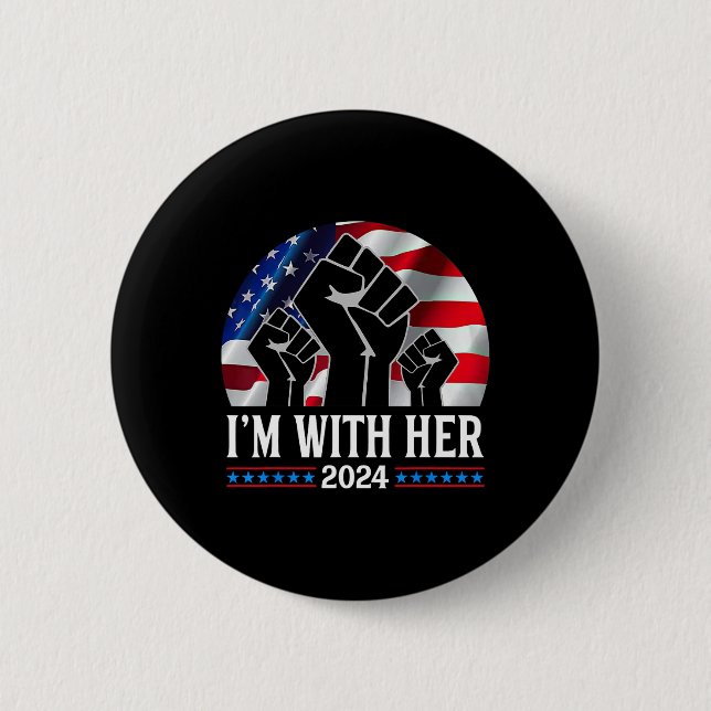 Pump I'm With Her Kamala Harris 2024 For President Button (Front)