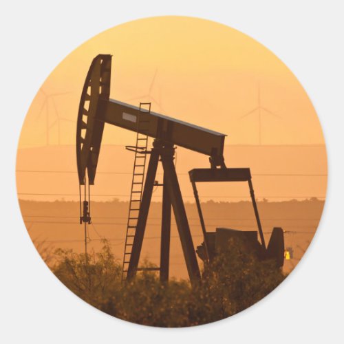Pump Jack Pumping Oil In West Texas USA Classic Round Sticker