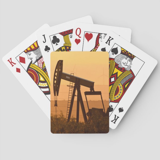 Pump Jack Pumping Oil In West Texas, USA Poker Cards (Back)