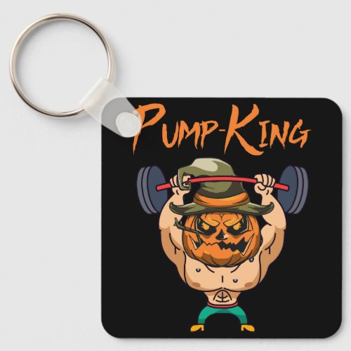 Pump King Pumpkin Pun Halloween Costume Gym Weight Keychain