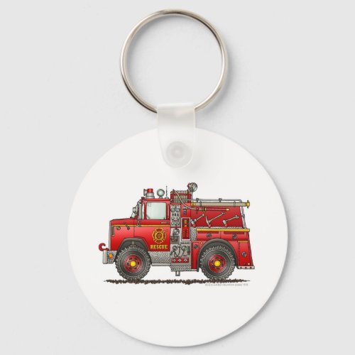 Pumper Rescue Fire Truck Firefighter Keychain
