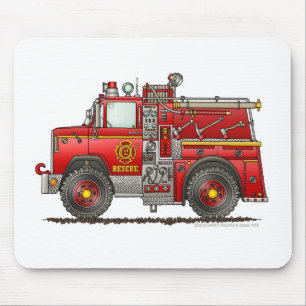 Pumper Rescue Fire Truck Firefighter Mouse Pad