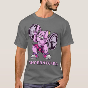Pumpernickel Rabbit with Barbell Bodybuilding T-Shirt