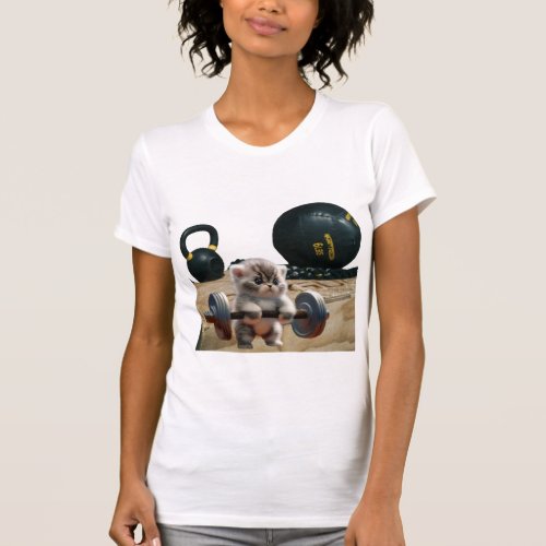 Pumping Iron Kitty  Cool Cat Fitness  T_Shirt