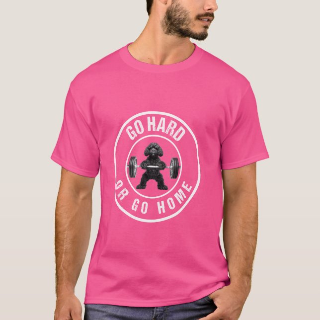 Pumping Weight Lifting Funny Portuguese Water Dog T-Shirt (Front)