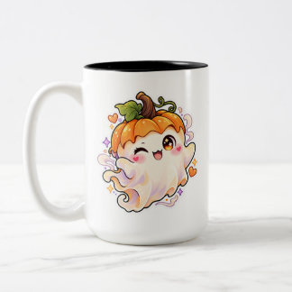 Pumpkhost Cute Pumpkin Ghost Halloween Two-Tone Coffee Mug