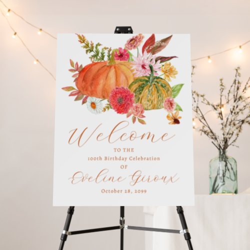 Pumpkin 100th Birthday Fall  Foam Board