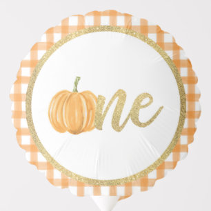Pumpkin 1st Birthday Balloon - Orange Plaid