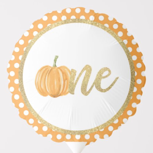 Pumpkin 1st Birthday Balloon _ Orange Polka Dots