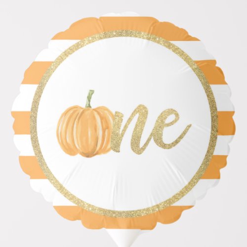 Pumpkin 1st Birthday Balloon _ Orange Stripes