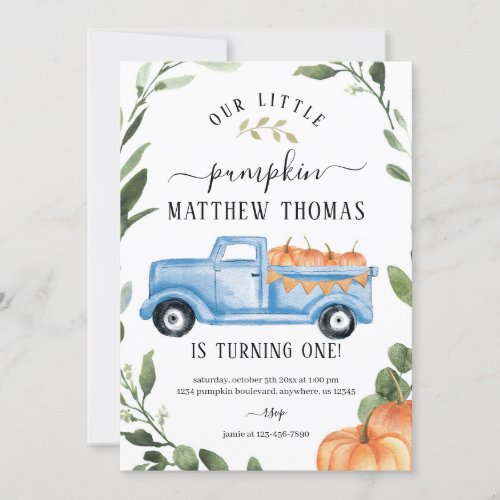 Pumpkin 1st Birthday Invitation