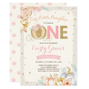 pink and gold 1st birthday invitations zazzle