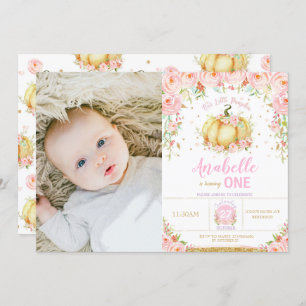 Pumpkin 1st Birthday Little Pumpkin Party Photo Invitation