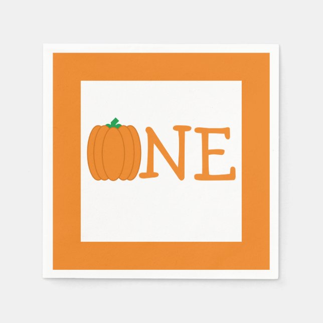Pumpkin 1st Birthday Napkins (Front)