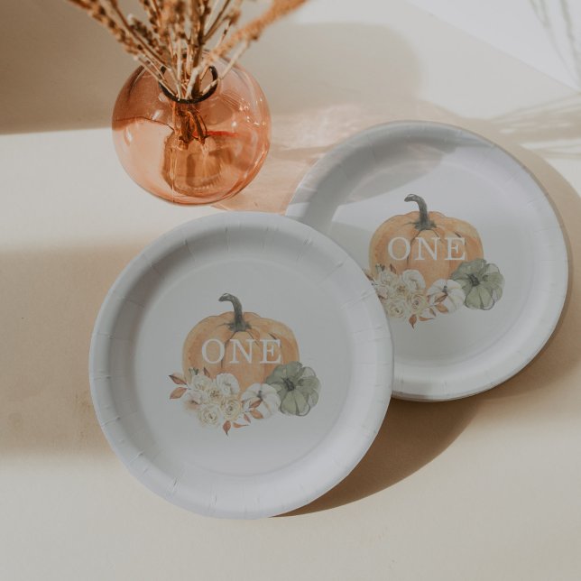 Pumpkin 1st Birthday Paper Plates (Creator Uploaded)