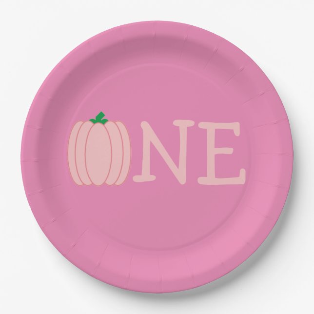 Pumpkin 1st Birthday Paper Plates (Front)