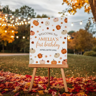 Pumpkin 1st Birthday Welcome Sign