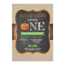 Pumpkin 1st First One Birthday Party Chalk Invite