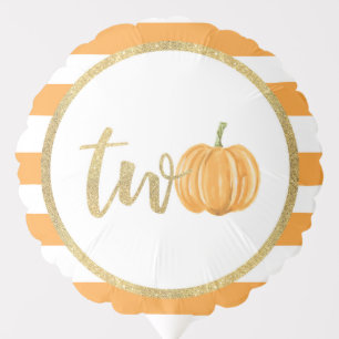 Pumpkin 2nd Birthday Balloon - Orange Stripes