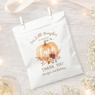 Pumpkin 2nd Birthday Girl Fall Floral  Favor Bag