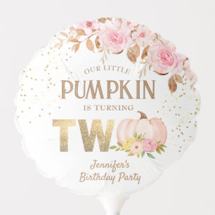 Pumpkin 2nd Birthday Girl Pink Floral Balloon