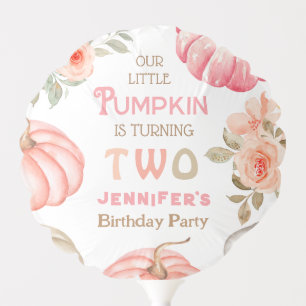 Pumpkin 2nd Birthday Girl Pink Floral Balloon