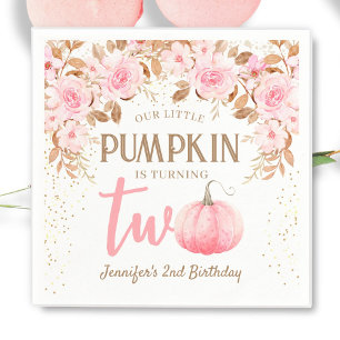 Pumpkin 2nd Birthday Girl Pink Napkins