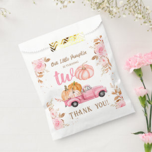 Pumpkin 2nd Birthday Girl Pink Truck Favor Bag