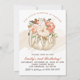 Pumpkin 2nd Birthday Invitation