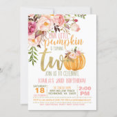 Pumpkin 2ND Birthday Invitation - Floral Stripes (Front)