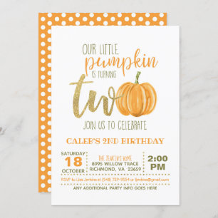 Pumpkin 2ND Birthday Invitation - Orange Dots