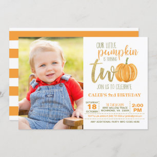 Pumpkin 2nd Birthday Invitation w/Photo