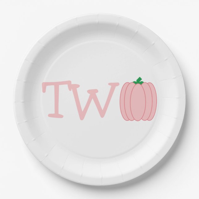Pumpkin 2nd Birthday Paper Plates (Front)