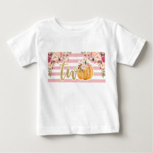 Pumpkin 2nd Birthday Shirt - Floral with Stripes